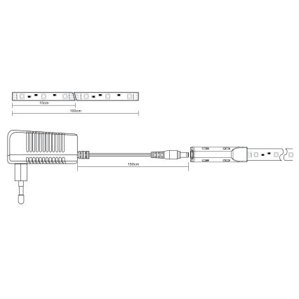 Globo - LED RGB Himmennettävä nauha LED/6W/230V 1m + kauko-ohjaus