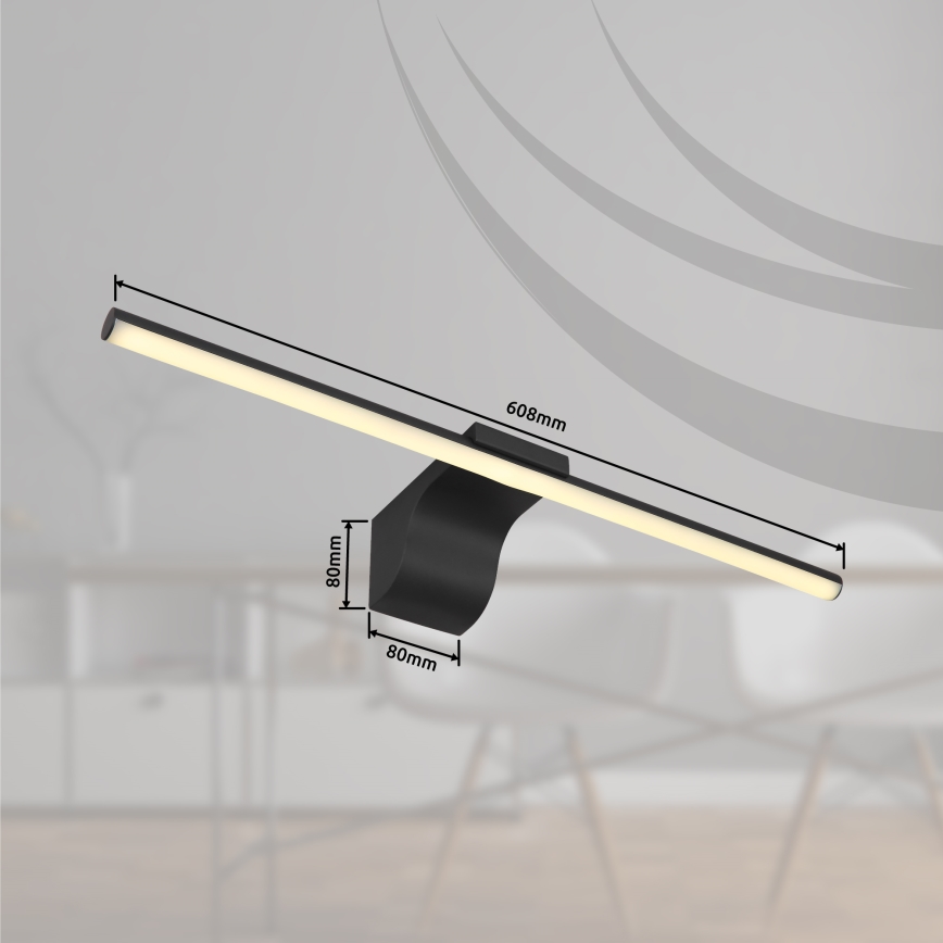Globo - Kylpyhuoneen LED-peilivalo LED/10W/230V 60,8 cm IP44 musta