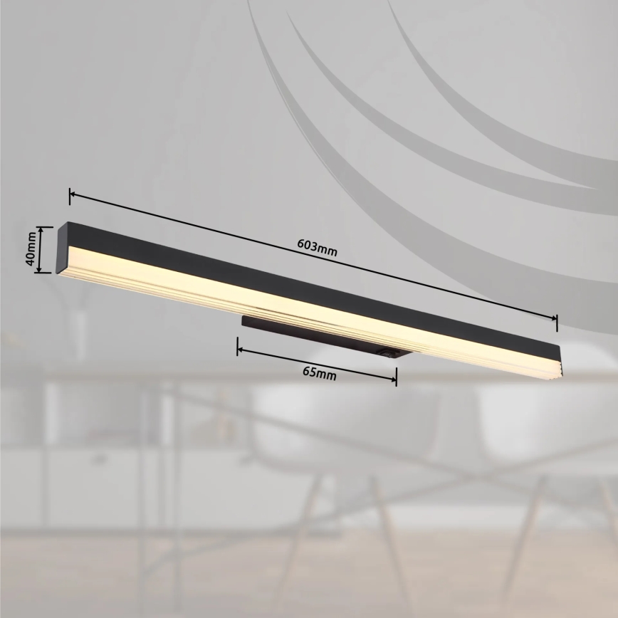 Globo - LED-seinävalaisin LED/12W/230V 3000/6000K 60 cm musta