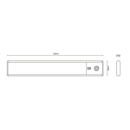 Globo - LED Himmennettävä ladattava under keittiö kaappi kevyt LED/1,4W/5V 4000K 1100 mAh 24 cm