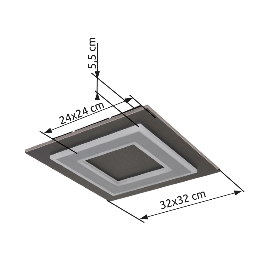Globo - LED-kattovalaisin LED/24W/230V 3000K 32x32 cm antrasiitti