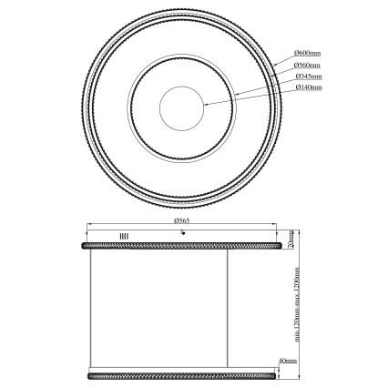 Globo - Himmennettävä LED-kattokruunu johdossa LED/54W/230V 2700-6500K halkaisija 60 cm musta + kauko-ohjaus