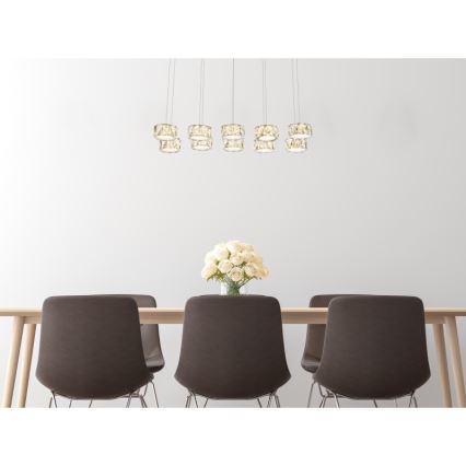 Globo - LED-kattokruunu johdossa LED/92W/230V 4000K kiiltävä kromi/läpinäkyvä