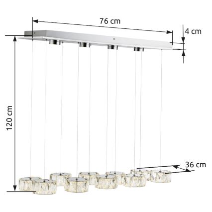 Globo - LED-kattokruunu johdossa LED/92W/230V 4000K kiiltävä kromi/läpinäkyvä