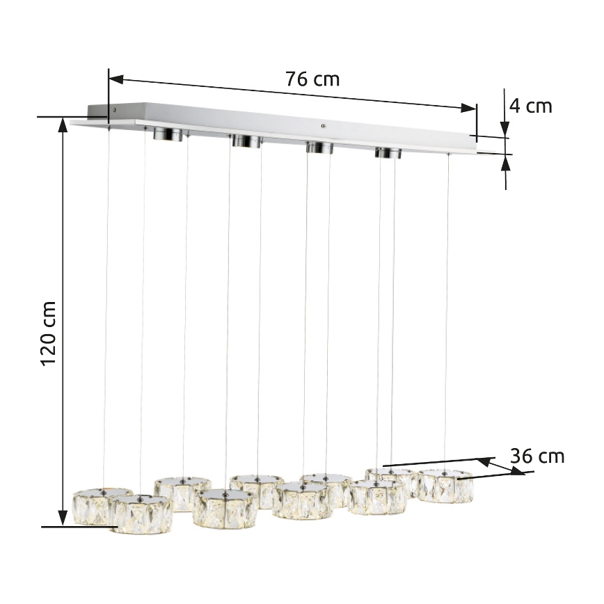 Globo - LED-kattokruunu johdossa LED/92W/230V 4000K kiiltävä kromi/läpinäkyvä