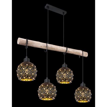 Globo 54029-4H - riippuvalaisin vaijerilla JODIE 4xE27/40W/230V beige/musta