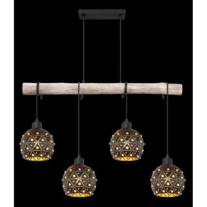 Globo 54029-4H - riippuvalaisin vaijerilla JODIE 4xE27/40W/230V beige/musta