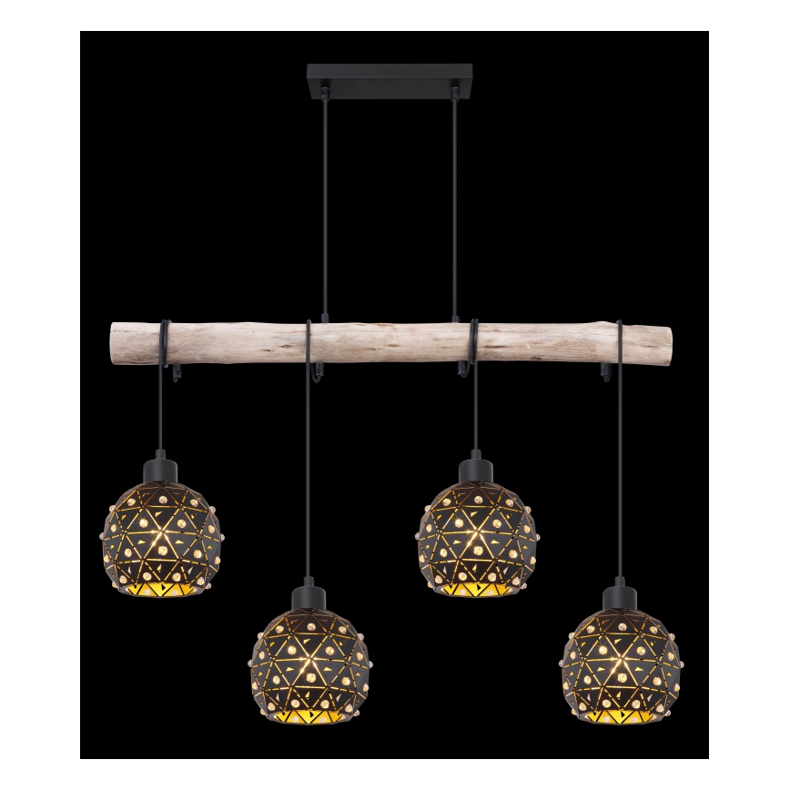 Globo 54029-4H - riippuvalaisin vaijerilla JODIE 4xE27/40W/230V beige/musta