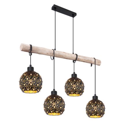 Globo 54029-4H - riippuvalaisin vaijerilla JODIE 4xE27/40W/230V beige/musta