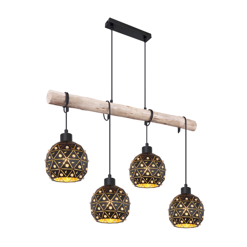 Globo 54029-4H - riippuvalaisin vaijerilla JODIE 4xE27/40W/230V beige/musta