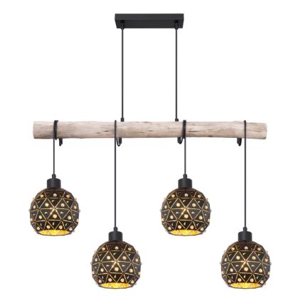 Globo 54029-4H - riippuvalaisin vaijerilla JODIE 4xE27/40W/230V beige/musta