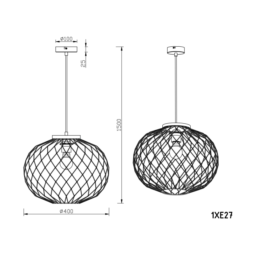 Globo 54039H - Kattokruunu narussa LACKY 1xE27/60W/230V