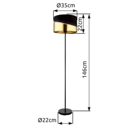 Globo - Lattialamppu 1xE27/60W/230V halkaisija 35 cm musta/kulta