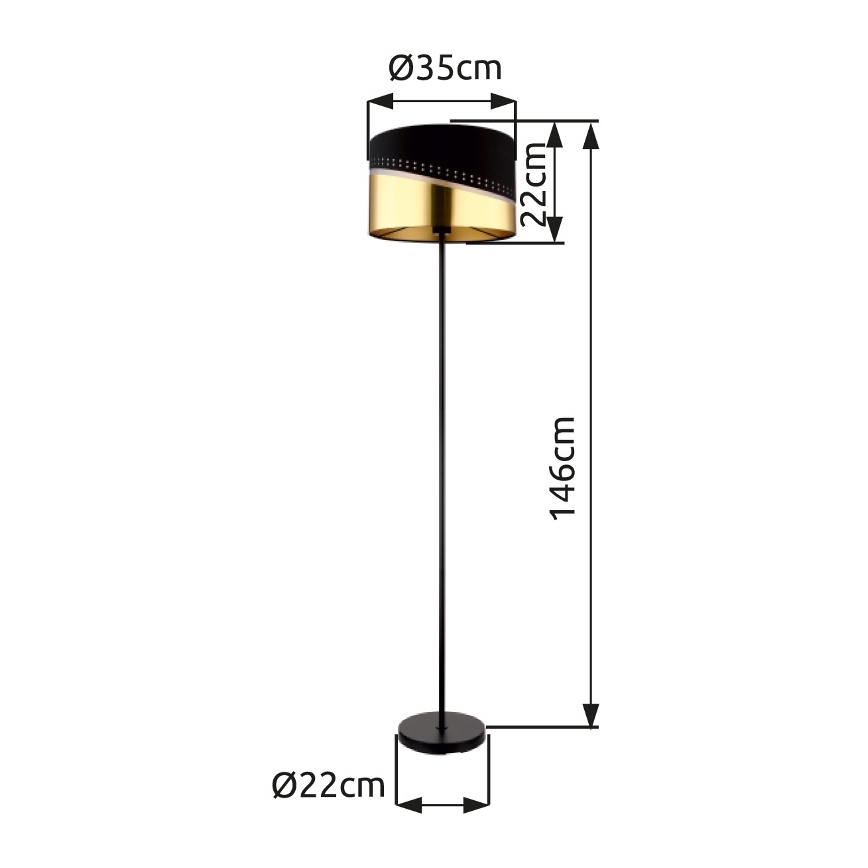 Globo - Lattialamppu 1xE27/60W/230V halkaisija 35 cm musta/kulta