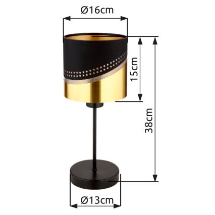Globo - Pöytävalaisin 1xE27/40W/230V halkaisija 16 cm musta/kulta