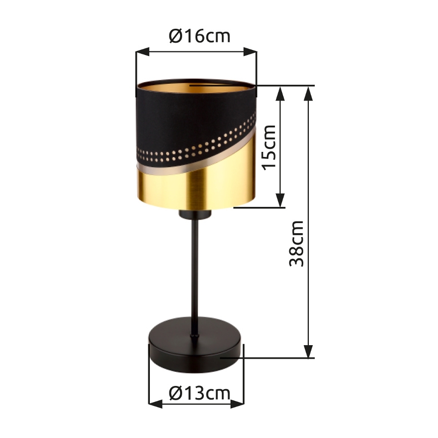 Globo - Pöytävalaisin 1xE27/40W/230V halkaisija 16 cm musta/kulta