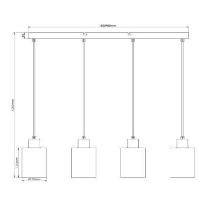 Globo - riippuvalaisin johdolla, 4 x E27, max. 40 W, 230 V