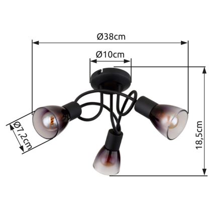 Globo - Kiinteä kattokruunu 3xE14/25W/230V musta