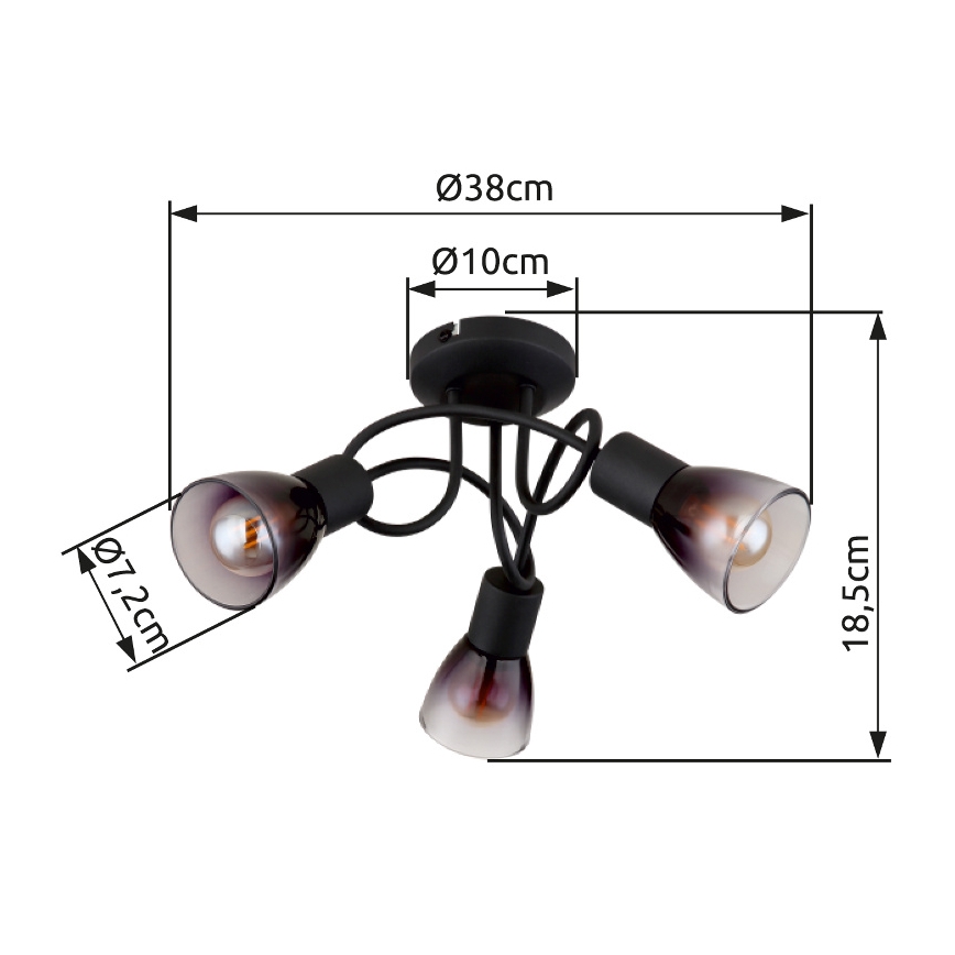 Globo - Kiinteä kattokruunu 3xE14/25W/230V musta
