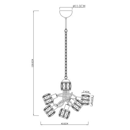 Globo - LED Kattokruunu ketjussa 5xE14/40W/230V + LED/5W