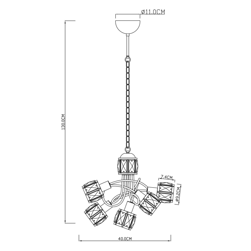 Globo - LED Kattokruunu ketjussa 5xE14/40W/230V + LED/5W
