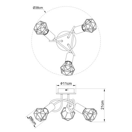 Globo - Pinta-asetettava kattokruunu 3xE14/40W/230V