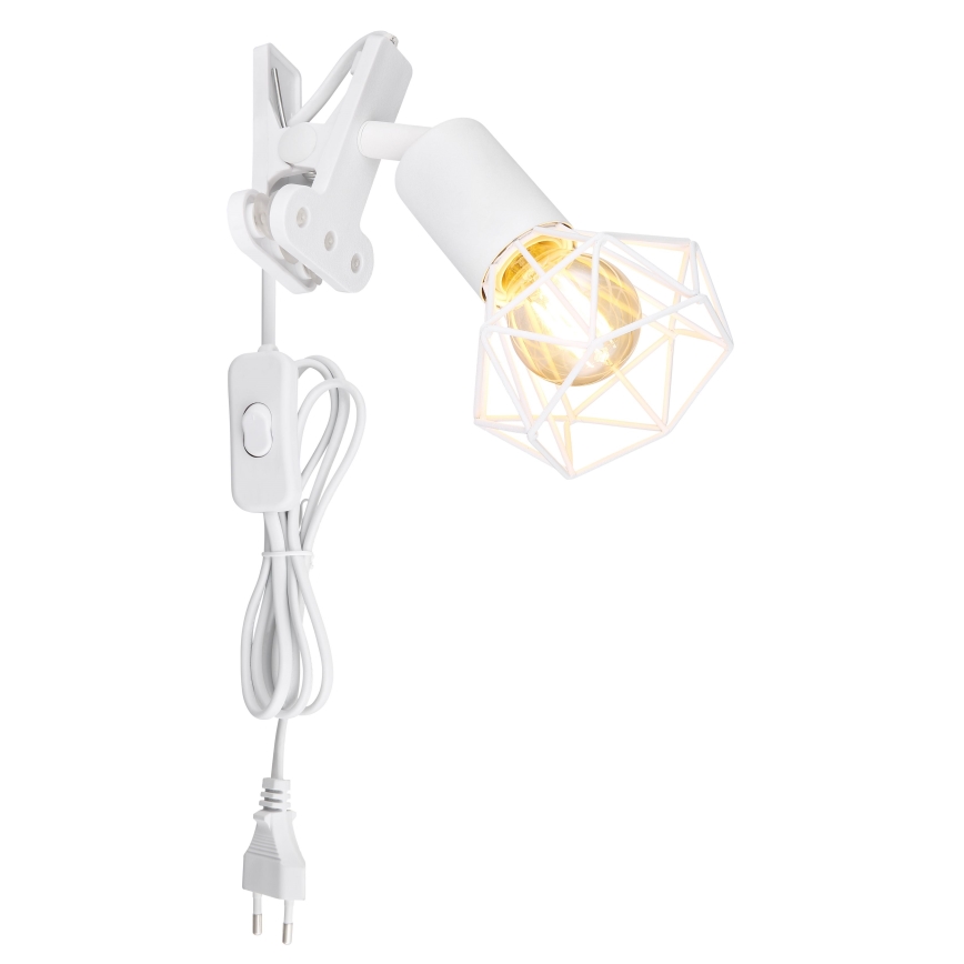 Globo - Seinävalaisin klipsillä 1xE14/40W/230V valkoinen