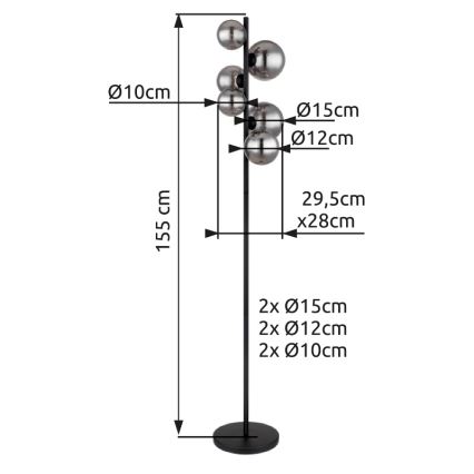Globo - LED-lattiavalaisin 6xG9/3,5W/230V savuinen/musta