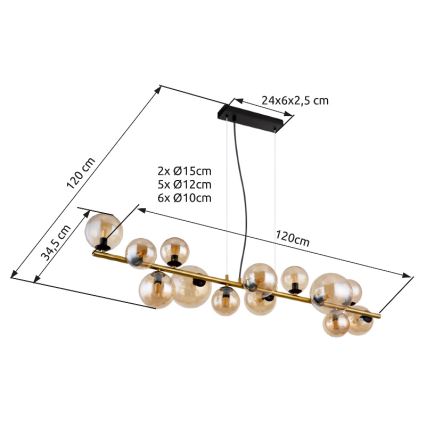 Globo - LED-kattokruunu johdossa 13xG9/3,5W/230V savuinen/ruskea