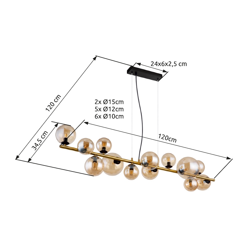 Globo - LED-kattokruunu johdossa 13xG9/3,5W/230V savuinen/ruskea