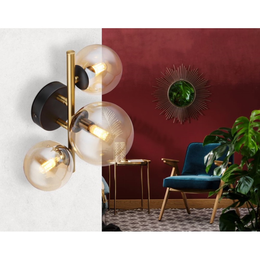 Globo - Kiinteä LED-kattokruunu RIHA 3xG9/3,5W/230V messinki