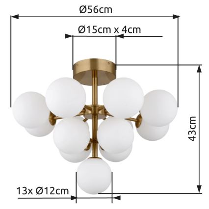 Globo - Kiinteä kattokruunu 13xG9/5W/230V halkaisija 56 cm kulta