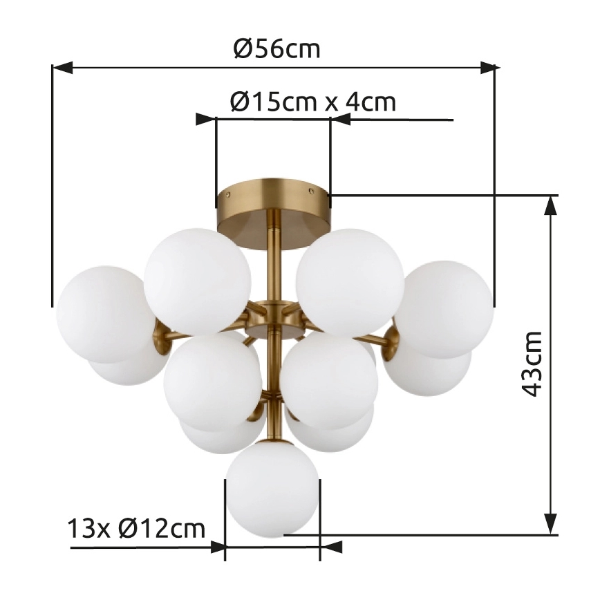 Globo - Kiinteä kattokruunu 13xG9/5W/230V halkaisija 56 cm kulta