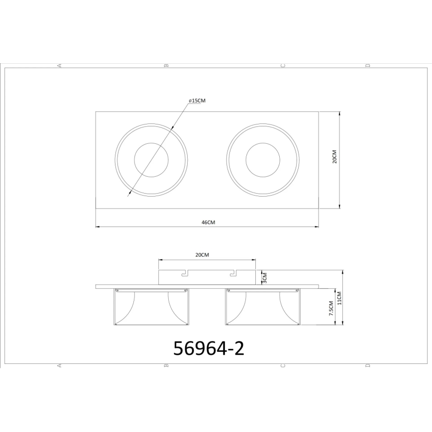 Globo - LED-kattovalaisin LED/24W/230V 3000K 46x20 cm messinki
