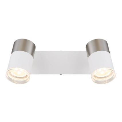 Globo - Kohdevalo 2xGU10/25W/230V valkoinen/mattakromi