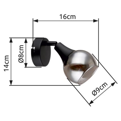 Globo - Seinäkohdevalo 1xE14/40W/230V musta