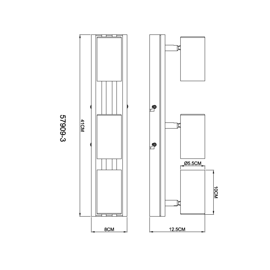 Globo - Kohdevalo 3xGU10/25W/230V musta
