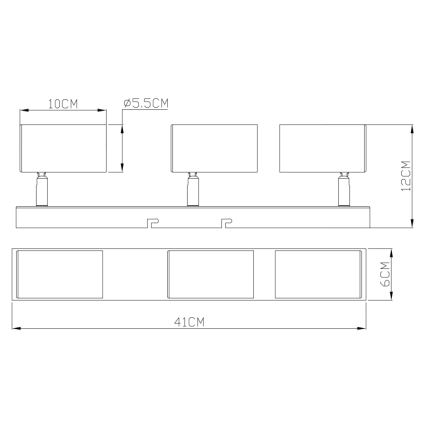 Globo - Kohdevalo 3xGU10/35W/230V musta/messinki