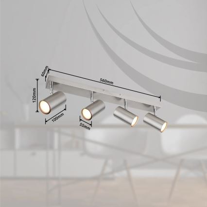 Globo - Kohdevalo 4xGU10/25W/230V mattakromi