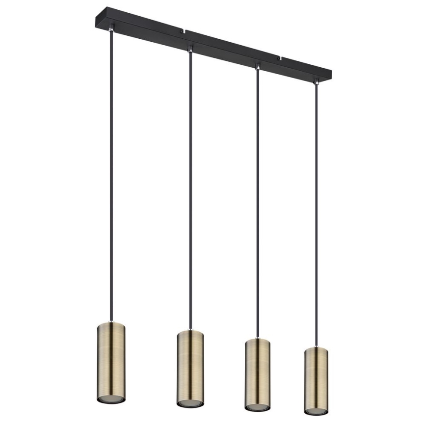 Globo - Kattokruunu johdossa 4xGU10/35W/230V musta/messinki