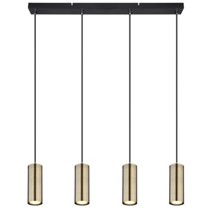 Globo - Kattokruunu johdossa 4xGU10/35W/230V musta/messinki