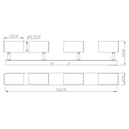 Globo - Kohdevalo 4xGU10/35W/230V musta/messinki