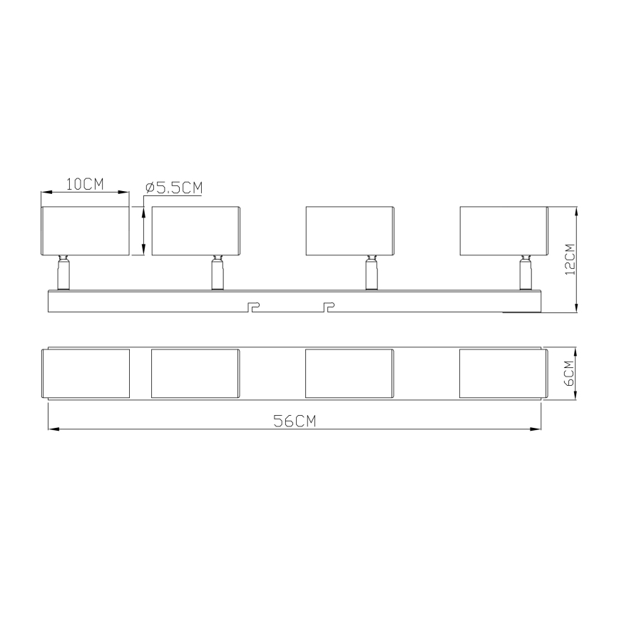 Globo - Kohdevalo 4xGU10/35W/230V musta/messinki