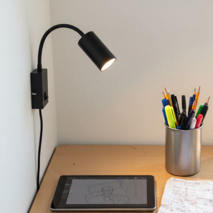 Globo - Joustava seinävalaisin 1xGU10/25W/230V musta