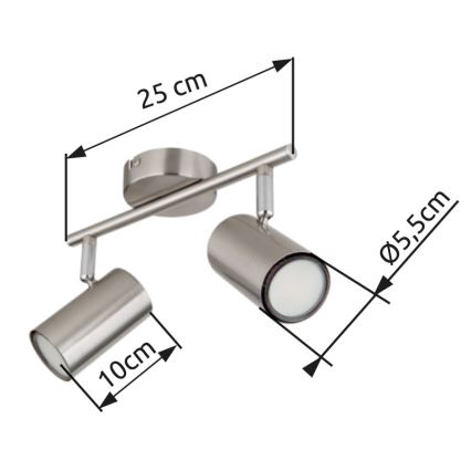 Globo - Kohdevalo 2xGU10/25W/230V mattakromi