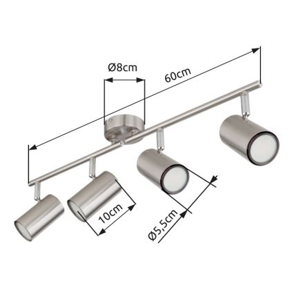 Globo - Kohdevalo 4xGU10/25W/230V mattakromi