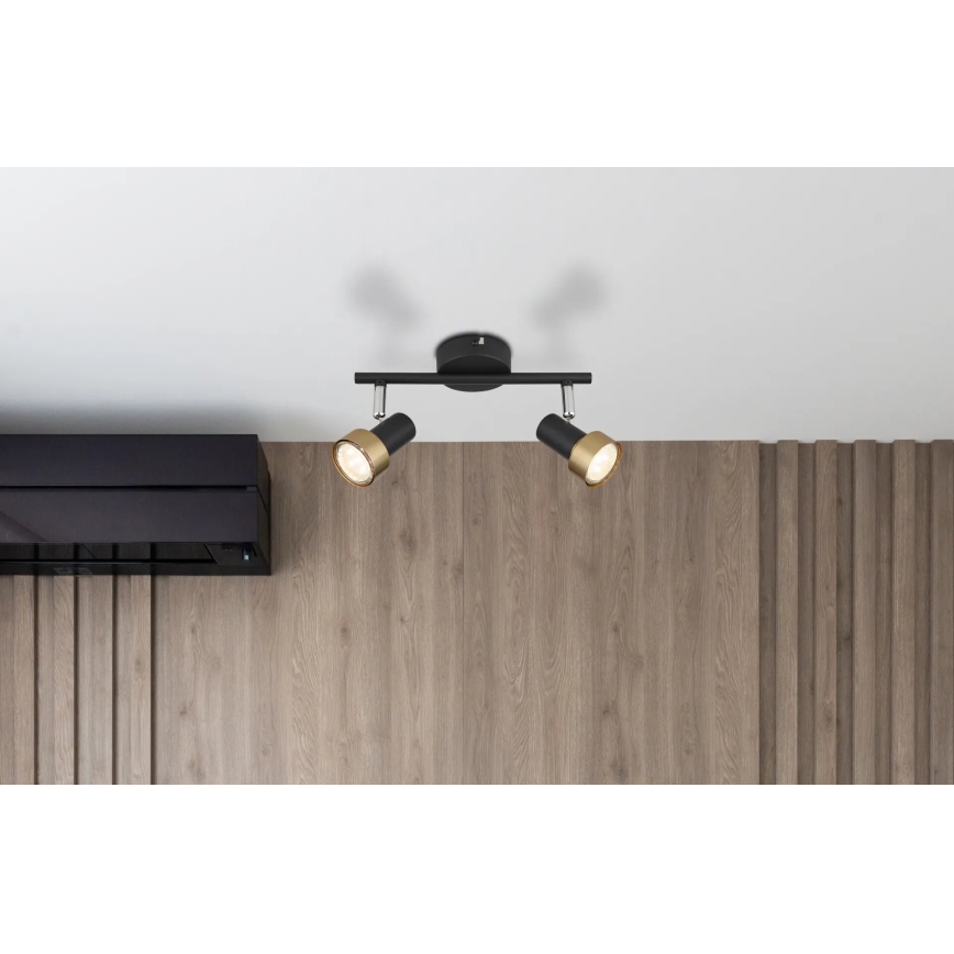 Globo - Kohdevalo  2xGU10/25W/230V musta/kulta
