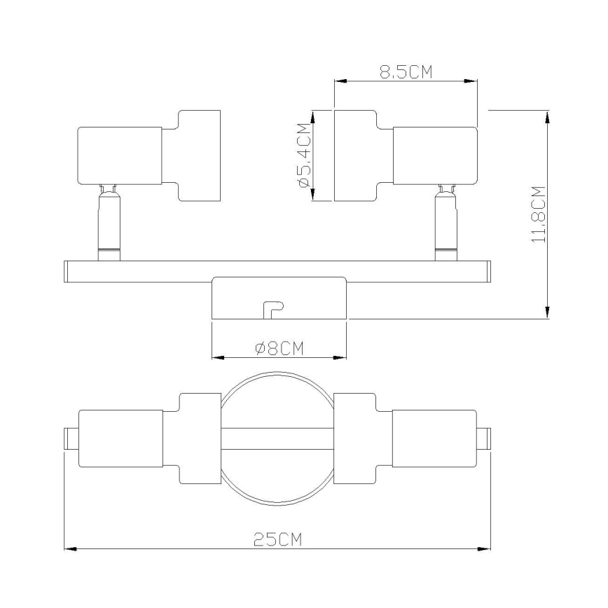 Globo - Kohdevalo  2xGU10/25W/230V musta/kulta