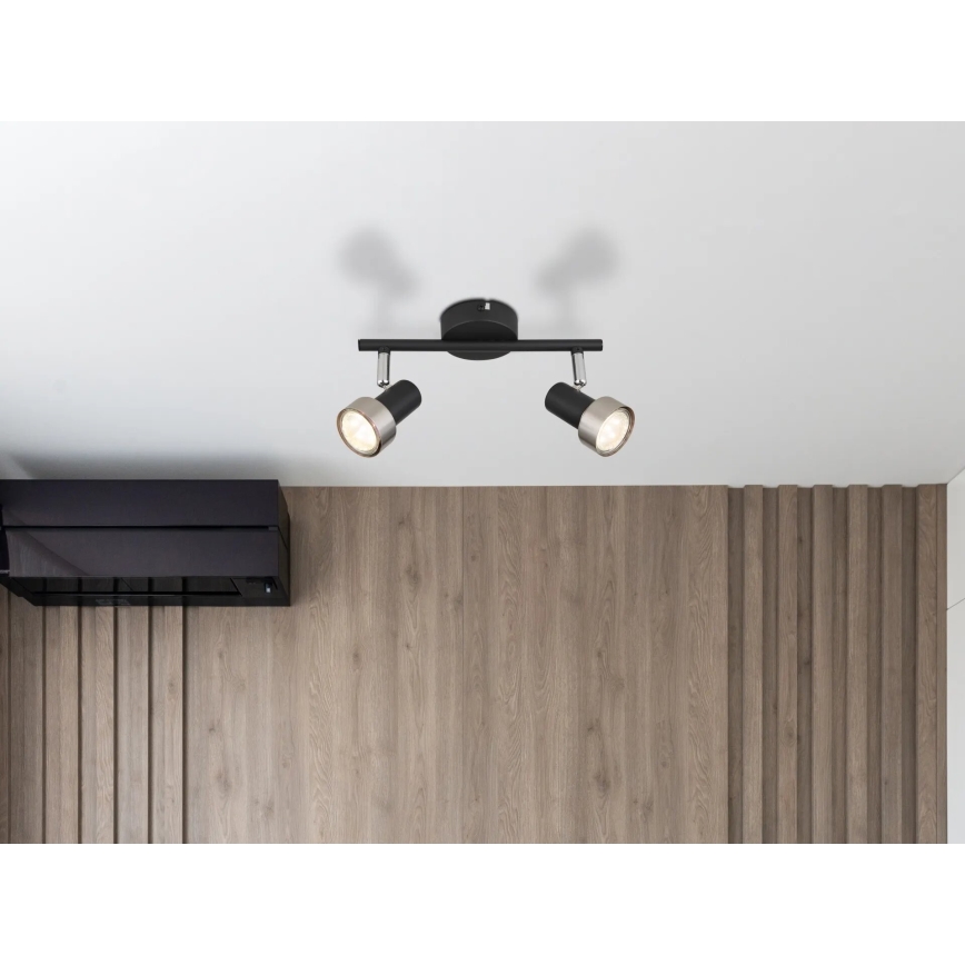 Globo - Kohdevalo  2xGU10/25W/230V musta/hopea