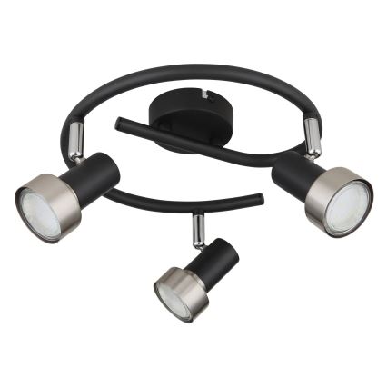 Globo - Kohdevalo  3xGU10/25W/230V musta/hopea